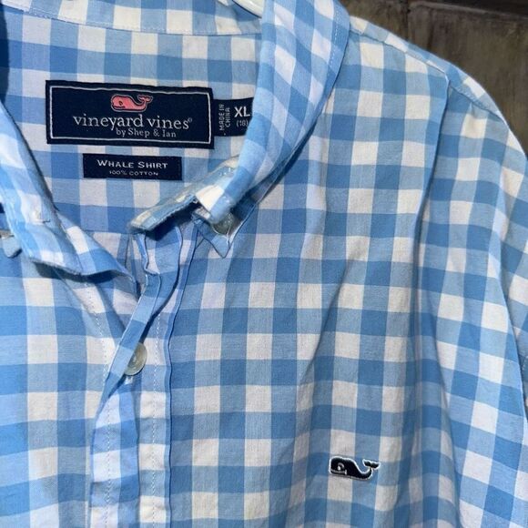 Vineyard Vines Blue White Check Button Down - Picture 5 of 6
